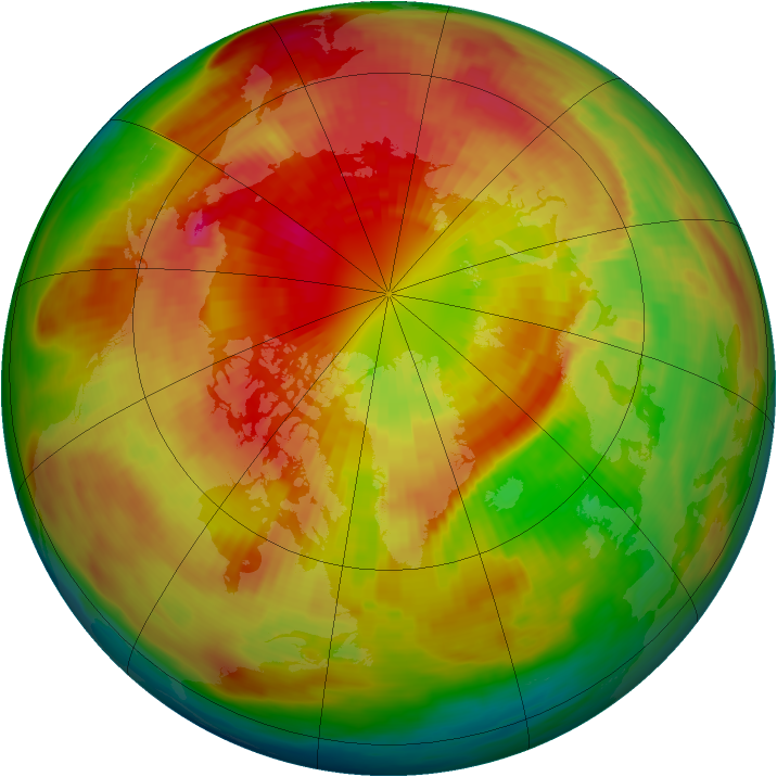Arctic ozone map for 15 March 1991